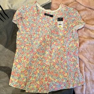 Ruffle Trim Floral Cotton Pajamas In Blush